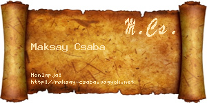 Maksay Csaba névjegykártya